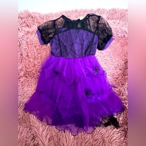 Purple and Black Lace Spiderweb Dress
